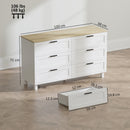 Cassettiera 6 Cassetti Moderna 120x38x71 cm in Legno di Pino e MDF Bianco e color Legno      