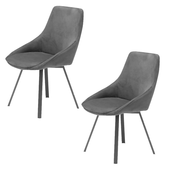 Set 2 sedie Imbottite 51x60x88 cm In Tessuto Suet Asia Grigio Fumo sconto