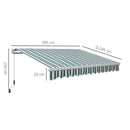 Tenda da Sole a Bracci 395x245 cm Avvolgibile a Manovella Verde e Bianco   