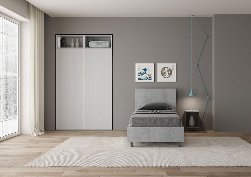 Letto Singolo Testata Dritta Demas Grigio Varie Misure