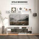 Mobile TV Ripiani e Armadietto a Ribalta con Mensola a Muro 153,6x25x42 cm Bianco e Nero 