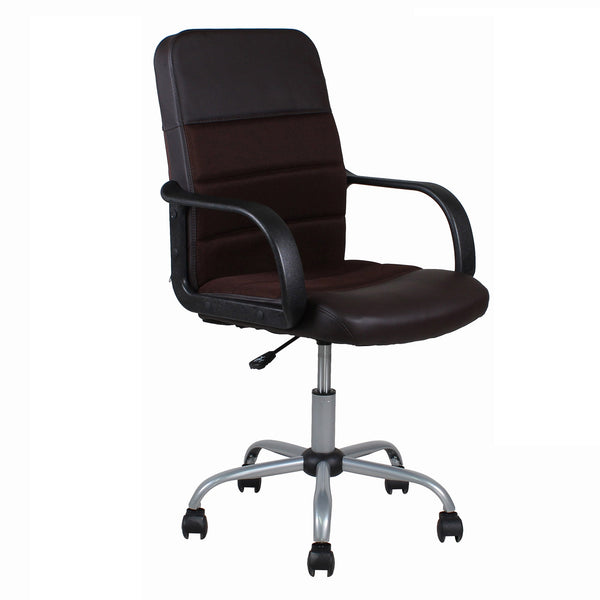 prezzo Fauteuil de bureau exécutif en similicuir et tissu Vandi noir et marron