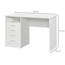 Scrivania Porta PC 4 Cassetti 120x50x76 cm in Legno Bianco