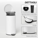 Pattumiera Bidone Immondizia 36x30x63,5 cm Cestino Rifiuti a Pedale Capienza 30L in Metallo Bianco Crema      