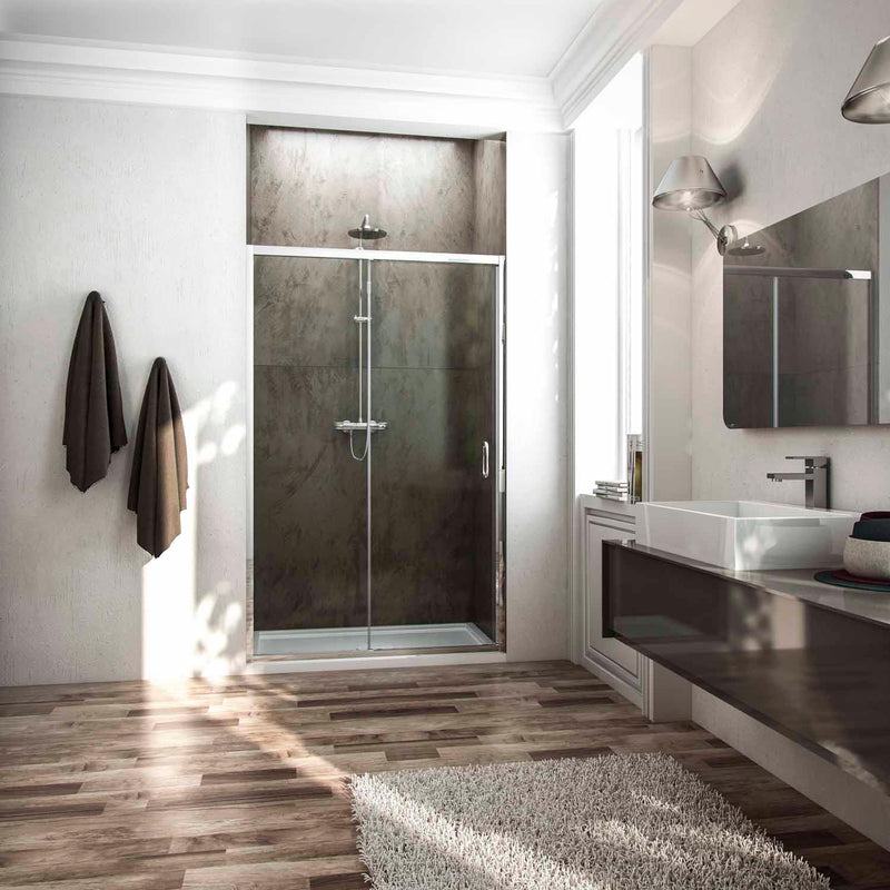 Porta Parete Doccia 1 Anta Scorrevole In Cristallo Trasparente 6mm H185 Fosterberg Kolding Varie Misure