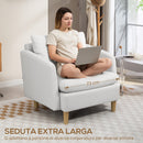 Poltrona da Salotto Moderna 90x86x91 cm Imbottitura a Molle Insacchettate in Tessuto Effetto Lino Crema  