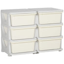 Cassettiera Portagiochi per Bambini 3-6 Anni 75x37x56.5 cm 6 Cassetti con Bordi Arrotondati in PP Bianco Crema      