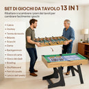 Tavolo da Gioco 13 in 1 Pieghevole con Calciobalilla Ping Pong Hockey Biliardo Scacchi e Altri Noce      