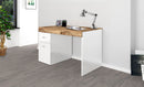 Scrivania 1 Anta 1 Cassetto 100x60x75 cm Sliding Bianco Lucido e Acero Pereira