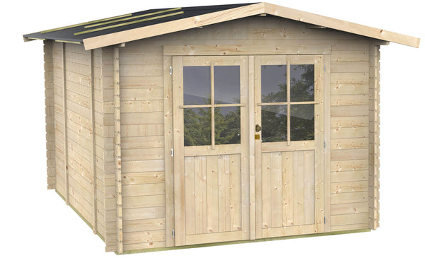 Abri de jardin pour outils 254x276 cm avec double porte vitrée en bois naturel acquista