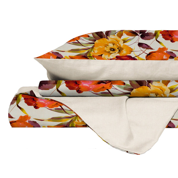 sconto Copripiumino Matrimoniale con Federe Stampato in Puro Cotone Alba