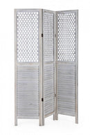 Paravento 3 Ante Hole Bianco Anticato 120x170 in Legno