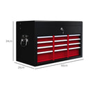 Cassetta per Attrezzi a 6 Cassetti 60x26x34 cm con Serratura in Acciaio Nero e Rosso   