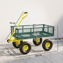 Carrello da Giardino 104x54x51 cm con Capacità 200 kg e Pareti Laterali Rimovibili in Acciaio Verde e Giallo      