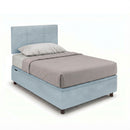 Letto Singolo Contenitore Imbottito Microfibra Azzurro BoxMax Testata Square Varie Misure