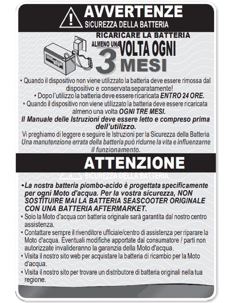 Batteria Ricaricabile Li-Ion 14,8V 10Ah per Seascooter Yamaha Seawing e Robosea Seaflyer