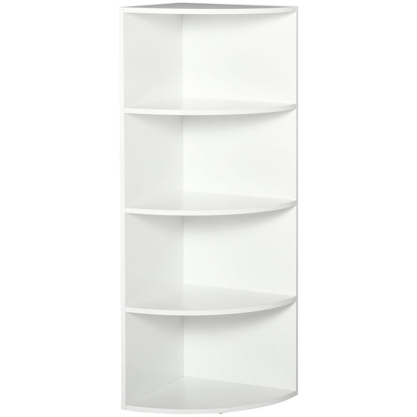 Bibliothèque d'angle murale et murale avec 4 étagères en bois blanc 39,5x39,5x120 cm sconto