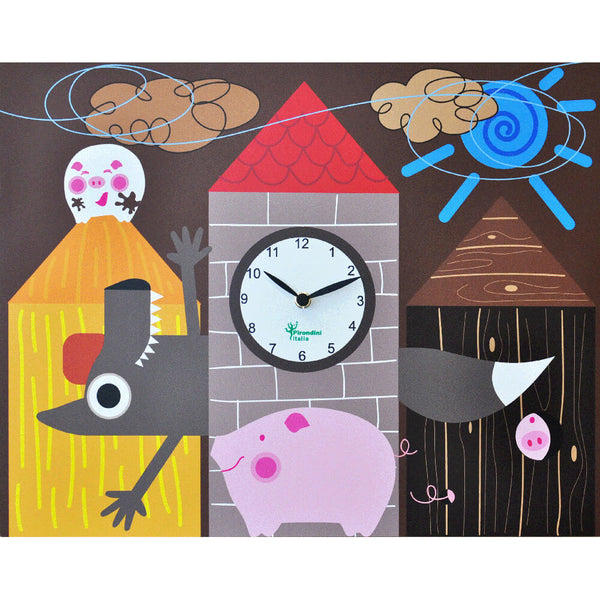 acquista Horloge Murale Rectangulaire 44X35Cm Pirondini Italia les Trois Petits Cochons