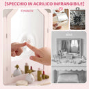 Toeletta per Bambini 3+ Anni 79,5x33x90,7 cm con Sgabello Specchi Cassetti e Armadietti in MDF Rosa      