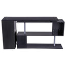 Scrivania Angolare da Ufficio 140x120x78,2 cm con Cassetti e Scaffale Girevole  Nera