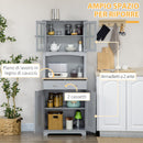 Credenza da Cucina 68x39,5x170 cm Stile Classico in Legno Grigio