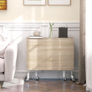 Tavolo Pieghevole Industriale 120x80x73 cm a 2 Ribalte con Rotelle in Truciolato e Acciaio Rovere      