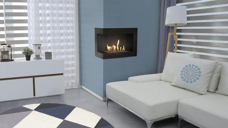 Camino a Bioetanolo da Incasso 90x48 cm Flig Tampa Nero Angolo a Sinistra