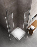 Box Doccia Angolare 2 Ante Battenti in Cristallo Trasparente 6mm H190 Varie Misure