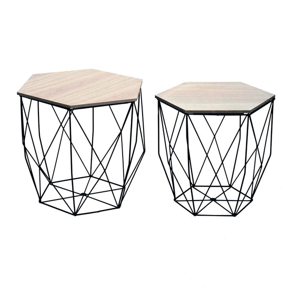 acquista Ensemble de table basse hexagonale en chêne noir