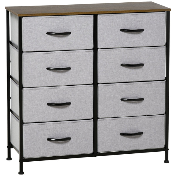 Cassettiera 8 Cassetti 80x30x81,5 cm in Legno e Acciaio Marrone Grigio e Nero prezzo