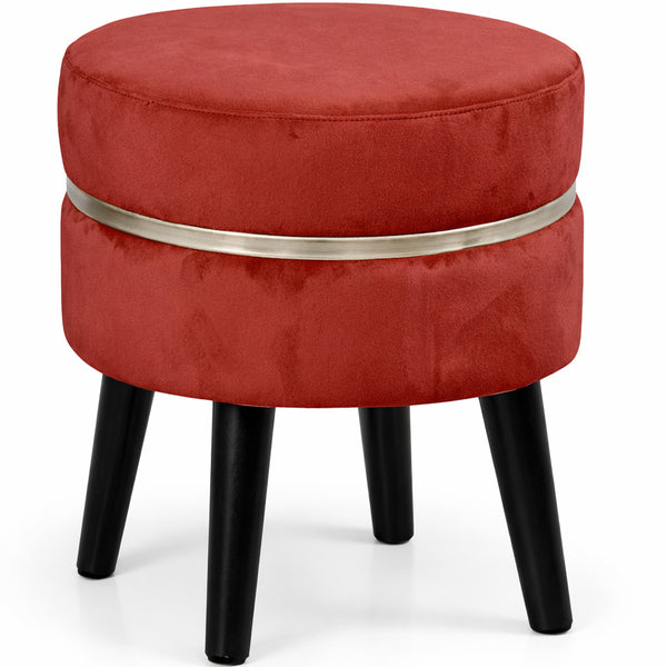 online Pouf Sgabello Ø35x40,5 cm Design Moderno Poggiapiedi con Rivestimento in Velluto Bordeaux