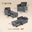 Poltrona Letto Singolo 4 in 1 72,5x89,5x83 cm Estraibile Trapuntata e Reclinabile in Velluto Grigio Scuro      