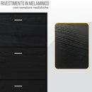 Scarpiera Salvaspazio 3 Ante a Ribalta 63x24x115 cm in Melaminico Venato a Rilievo Nero