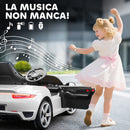 Macchina per Bambini 3-5 Anni con Licenza Ufficiale RUF GT Telecomando Cintura di Sicurezza e Musica Bianco      