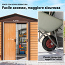 Casetta da Giardino Porta Attrezzi con Doppia Porta Scorrevole 278x195x215 cm con Pannelli in Acciaio Effetto Legno Marrone 