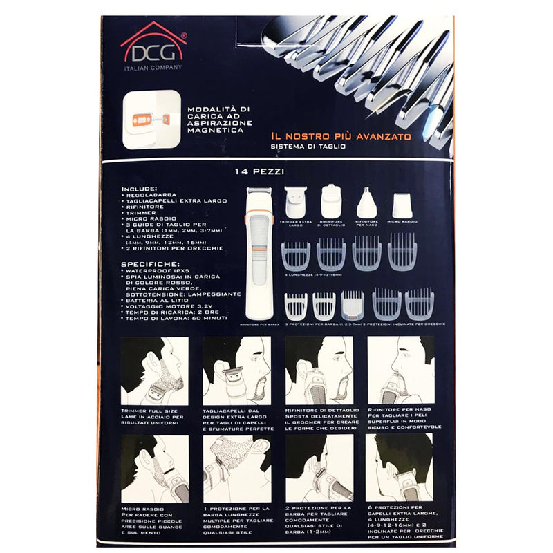 Rasoio Taglia Capelli Trimmer Elettrico Ricaricabile Regola Barba 14 pezzi
