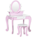 Specchiera Giocattolo per Bambine Tavolo Trucco con Specchio e Sgabello Rosa  