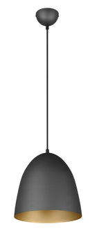 Lampada a Sospensione da Interno Attacco E27 in Metallo Nero e Oro