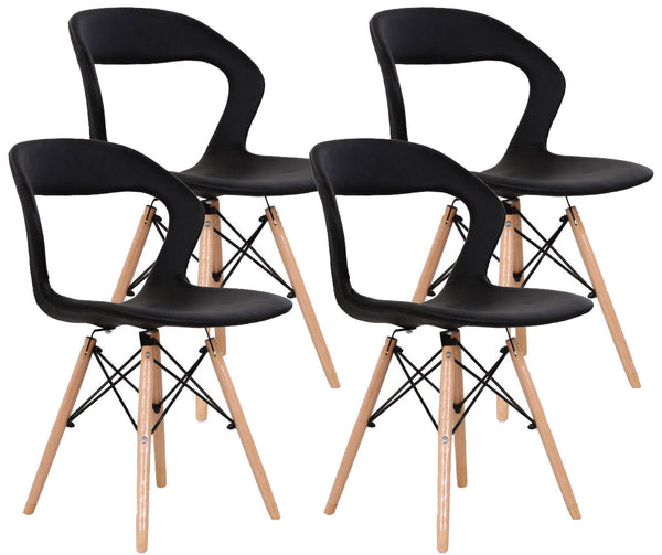 prezzo Lot de 4 Chaises 78x46x46 cm en Simili Cuir Intérieur Noir