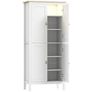 Credenza Mobile da Cucina 80x40x176,5 cm con Luce LED Dimmerabile a 3 Colori Ripiani Regolabili in MDF Bianco      