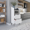 Mobile 2 Cassetti 2 Ripiani 60x36x136 cm in MDF Gorki Bianco e Grigio