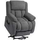 Poltrona Alzapersona Massaggiante e Reclinabile 93x104x105 cm con Telecomando in Tessuto Effetto Velluto Grigio  