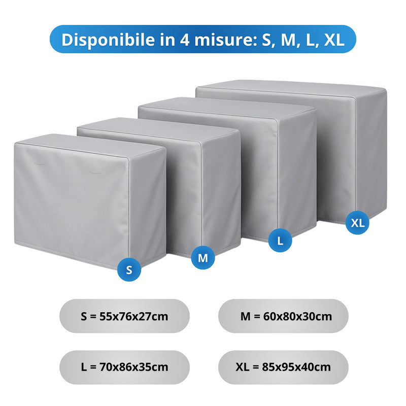 Copri Condizionatore da Esterno Impermeabile Taglia XL in PVC Finitura Liscia Grigio