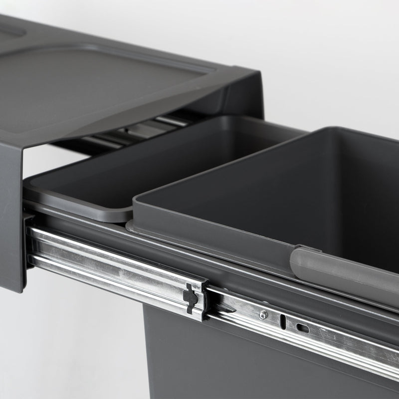 Pattumiera Differenziata per Mobile 20 Litri in Acciaio e Plastica Emuca Grigio antracite