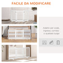 Cancelletto di Sicurezza Pieghevole per Animali Domestici 155x35,5x76 cm in MDF Bianco