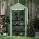 Serra a Casetta a 5 Livelli con Ingresso Avvolgibile 90x49x193 cm in Acciaio e Polietilene Verde