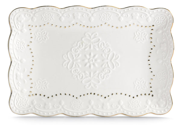 prezzo Assiette Rectangulaire 30.5x20.5 cm Porcelaine Perforée Kaleidos Charme Filo Oro