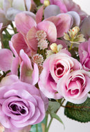 Set 4 Bouquet Artificiali Rose Ortenzie 36 cm