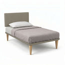 Letto 1 Piazza e Mezza con Rete Rivestita Similpelle Cappuccino Tessis Testata Flat Varie Misure