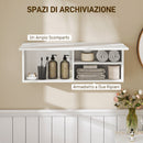 Mobiletto da Bagno 80x25x30 cm Pensile con Anta a Ribalta e Ripiani in MDF Bianco      